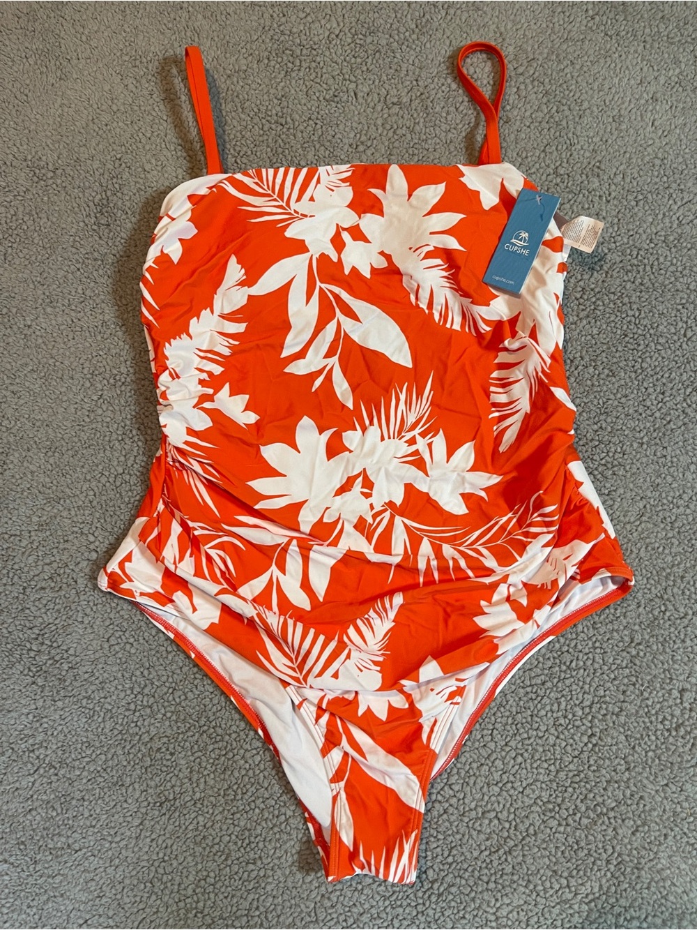 Cupshe Kids Orange & White Tropical One-Piece Swimsuit